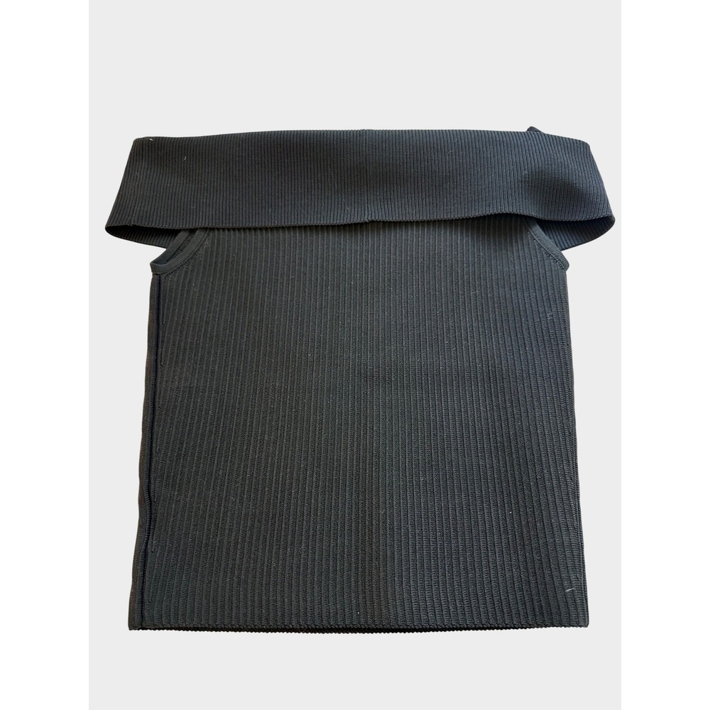 DL1961 Insta Sculpt Off Shoulder Top Black XXS Ribbed Bodycon Luxury Minimalist - Picture 3 of 10